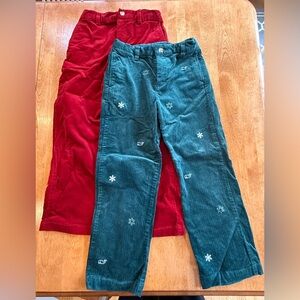 Vineyard Vines boys Corduroy Pants Set - Red and Green Embroidery-7